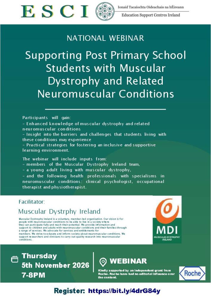 esci muscular dystrophy ireland webinar post primary 5th november