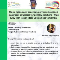 26TRA683 Music made easy: practical, curriculum-aligned classroom strategies for primary teachers - Walk away with lesson ideas you can use tomorrow